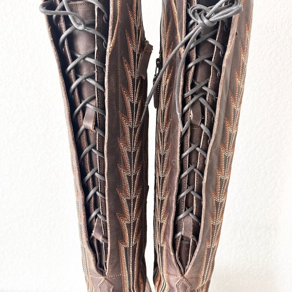 Lane Boots Over The Knee Corset Lexington- Cognac - Picture 12 of 15